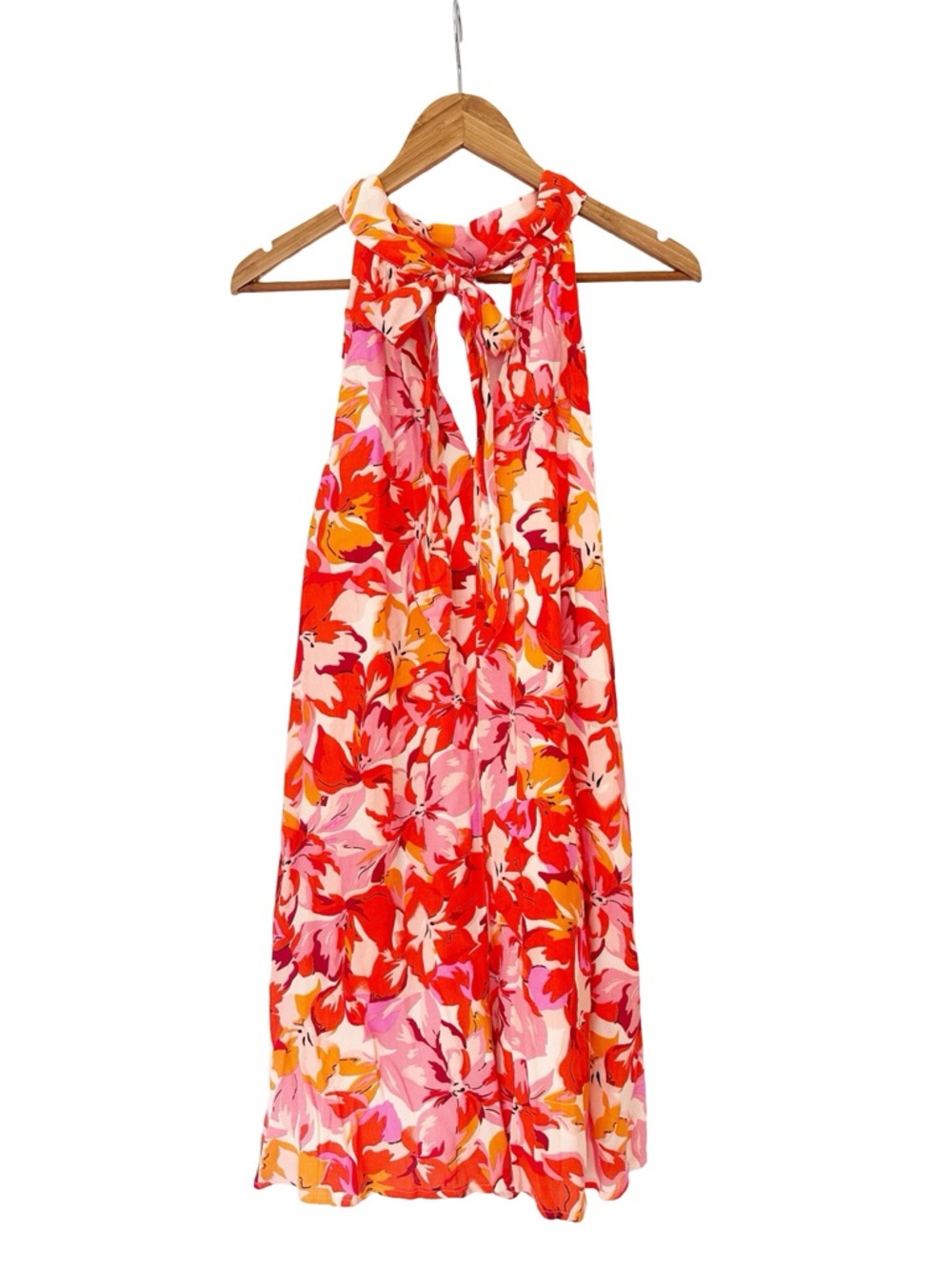 Lulus Tied Back To You Red and Pink Floral Print Mini Shift Dress XL NWT - Picture 10 of 12